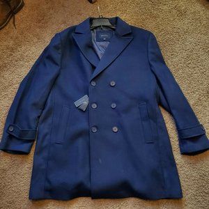 Men's Double Breasted Wool Blend Coat Indigo Brave